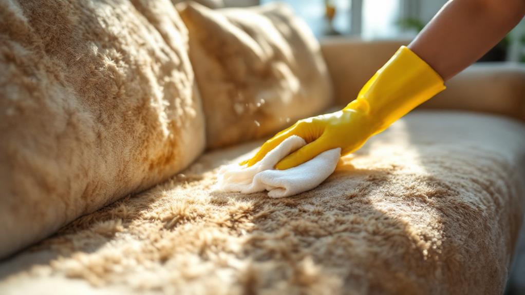 use damp cloths gloves