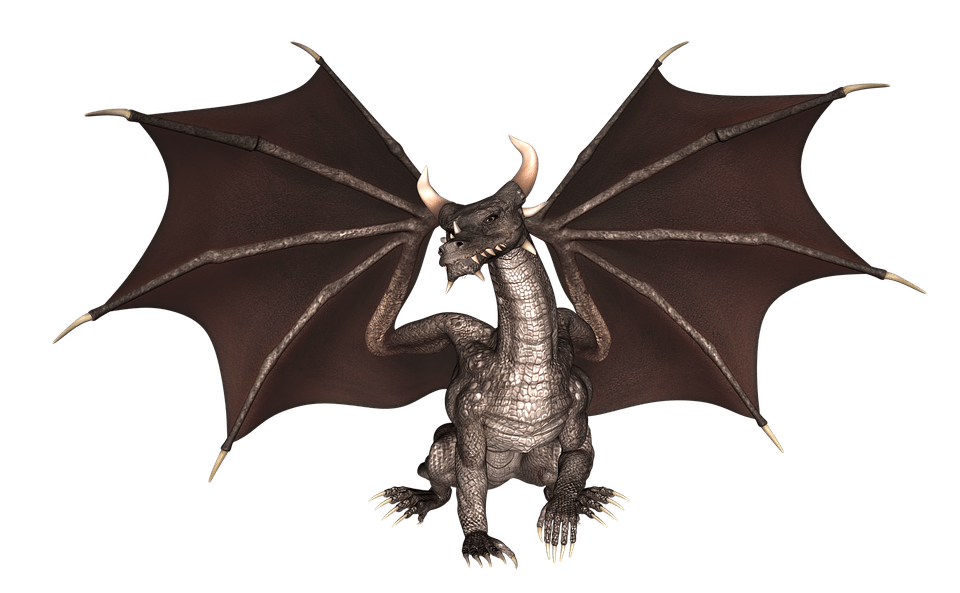 dragon with wings wide open