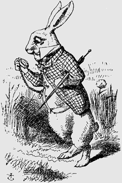 Original depiction of fictional anthropomorphic rabbit from the first chapter of Alice's Adventures in Wonderland
